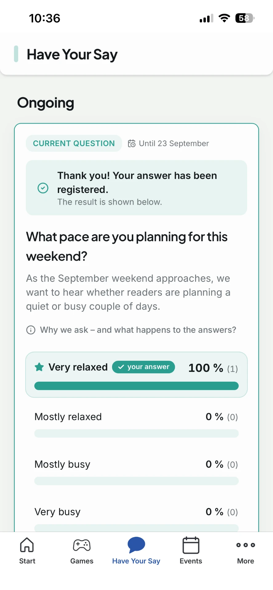 Results in real time